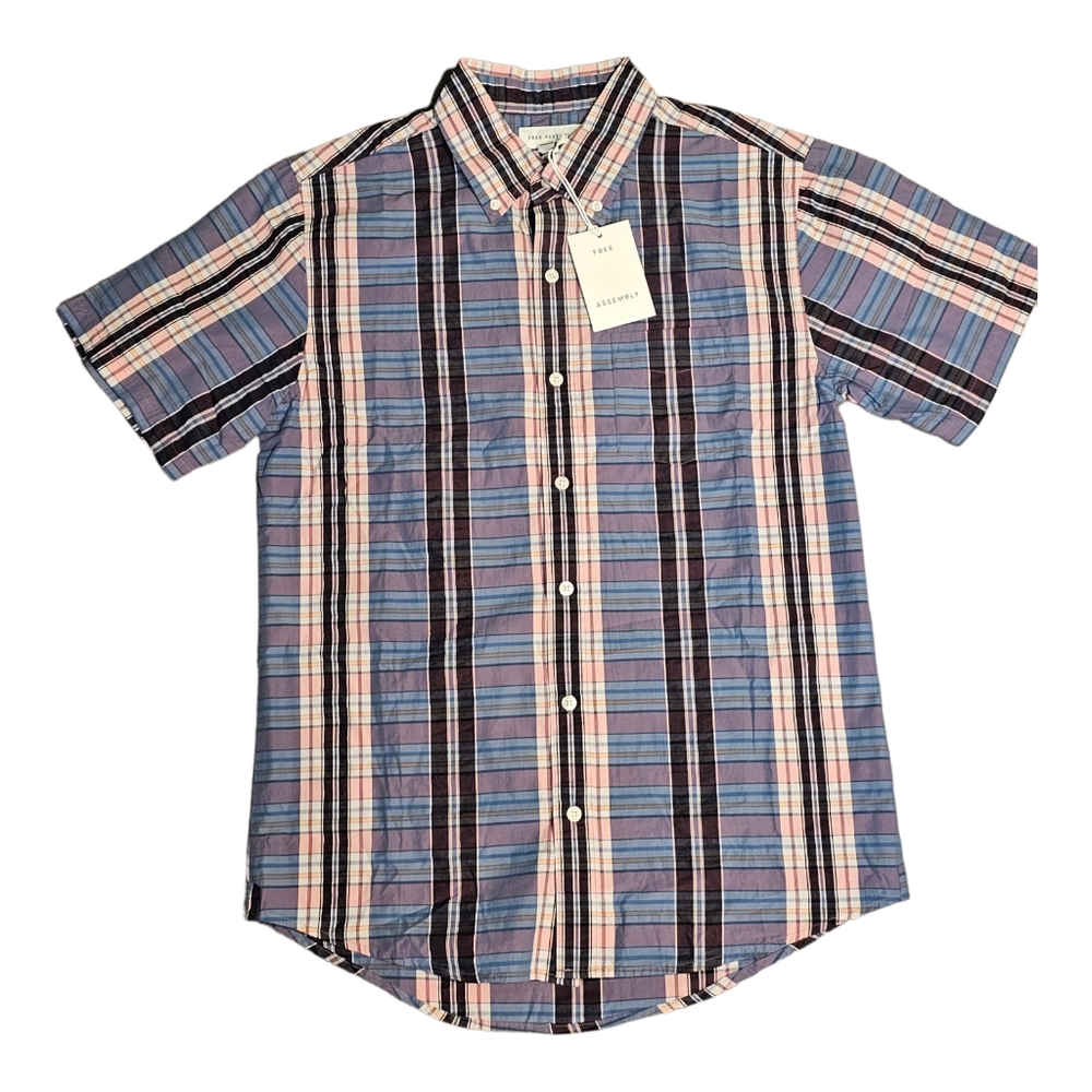 Men's Free Assembly Multicolor Short Sleeve Button Up Shirt Size‎ Small Pocket